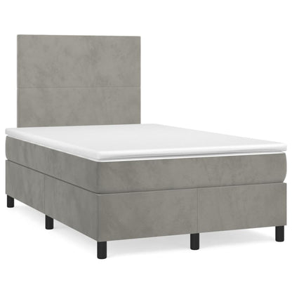 Giroletto a Molle con Materasso Grigio Chiaro 120x190cm Velluto