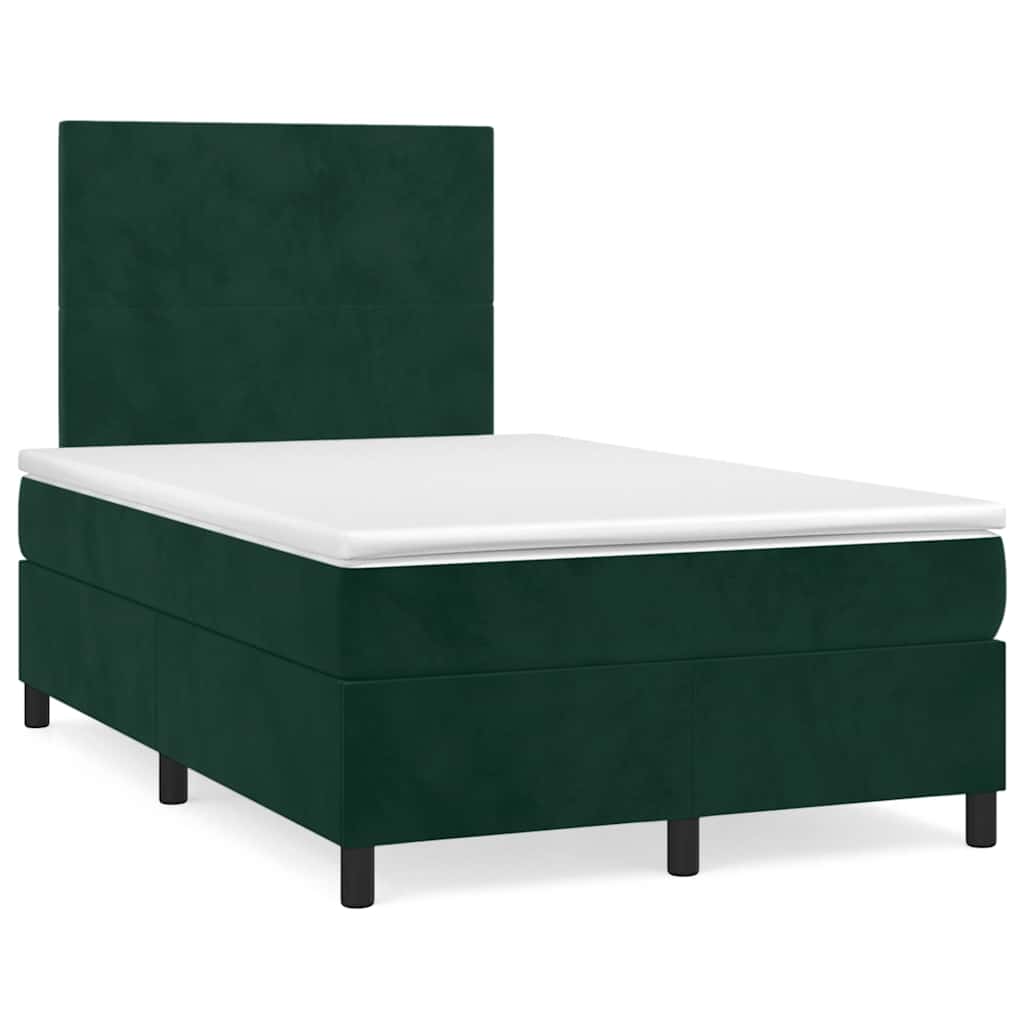 Giroletto a Molle con Materasso Verde Scuro 120x190 cm Velluto