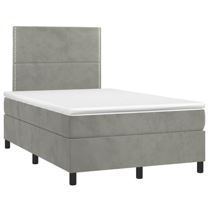 Giroletto a Molle con Materasso Grigio Chiaro 120x190cm Velluto