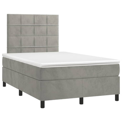 Giroletto a Molle con Materasso Grigio Chiaro 120x190cm Velluto