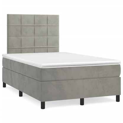 Giroletto a Molle con Materasso Grigio Chiaro 120x190cm Velluto