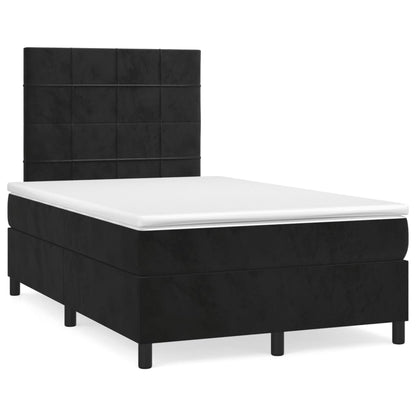 Giroletto a Molle con Materasso Nero 120x190 cm in Velluto