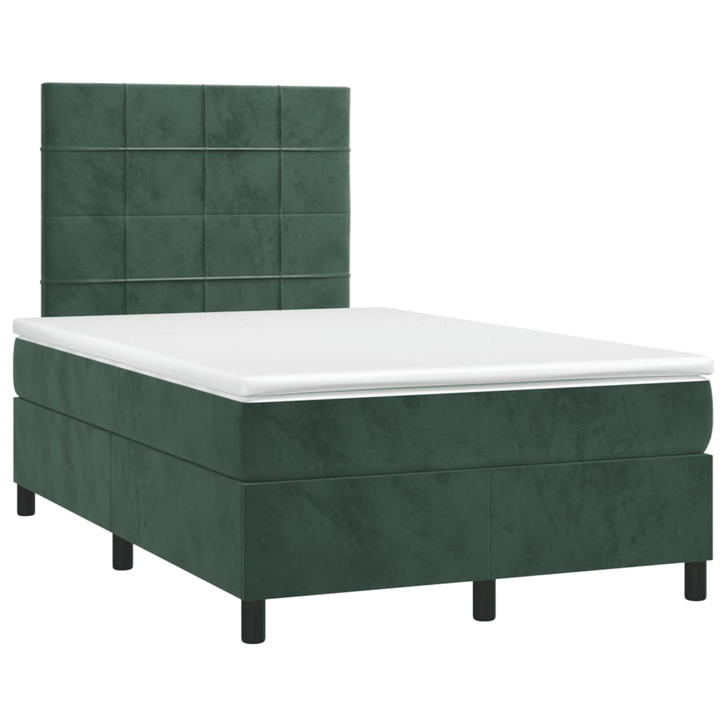 Giroletto a Molle con Materasso Verde Scuro 120x190 cm Velluto