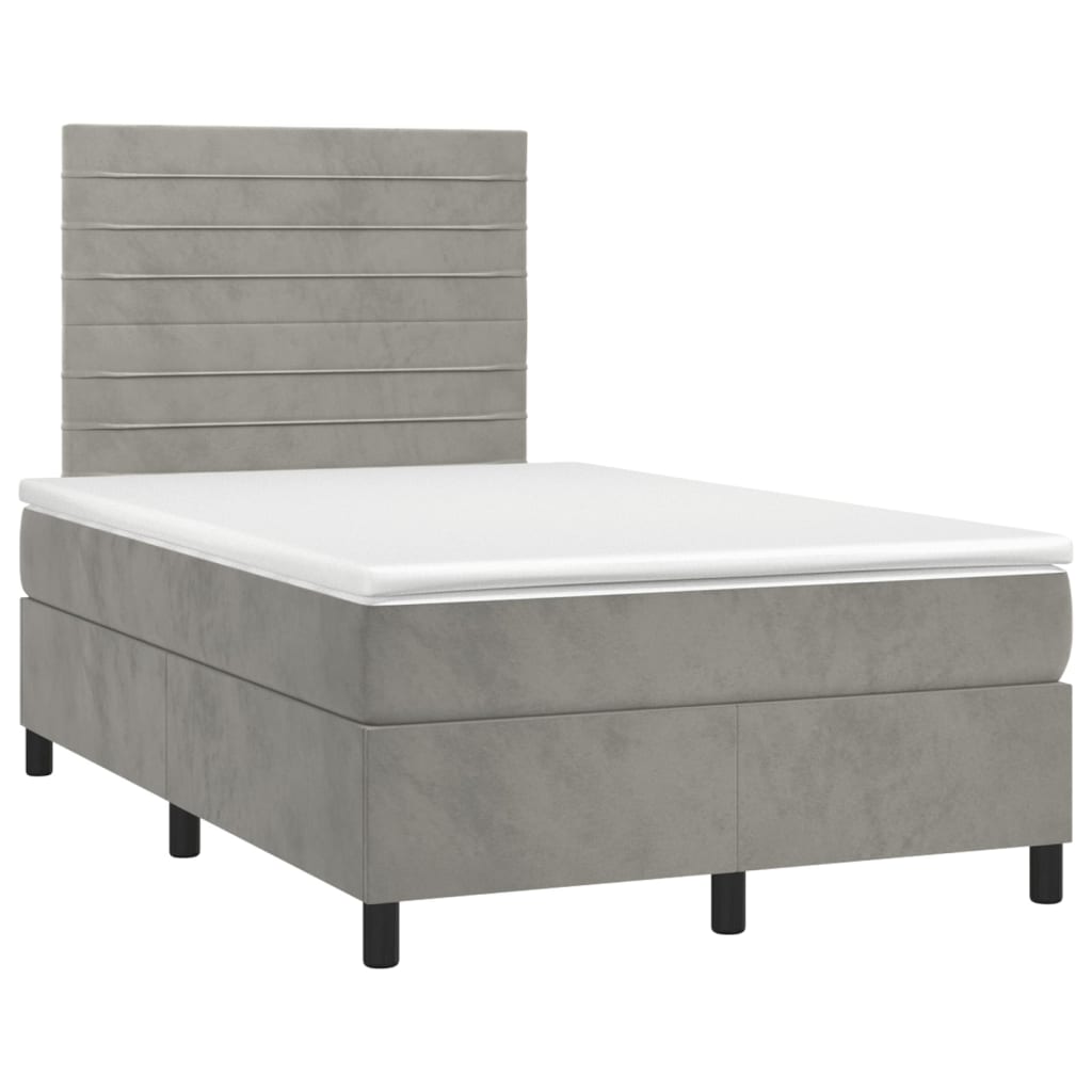 Giroletto a Molle con Materasso Grigio Chiaro 120x190cm Velluto