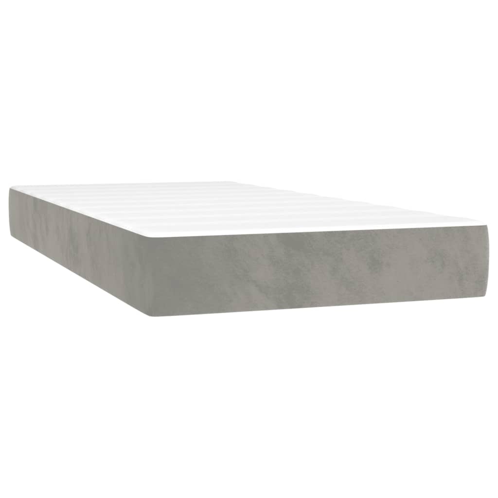 Giroletto a Molle con Materasso Grigio Chiaro 120x190cm Velluto