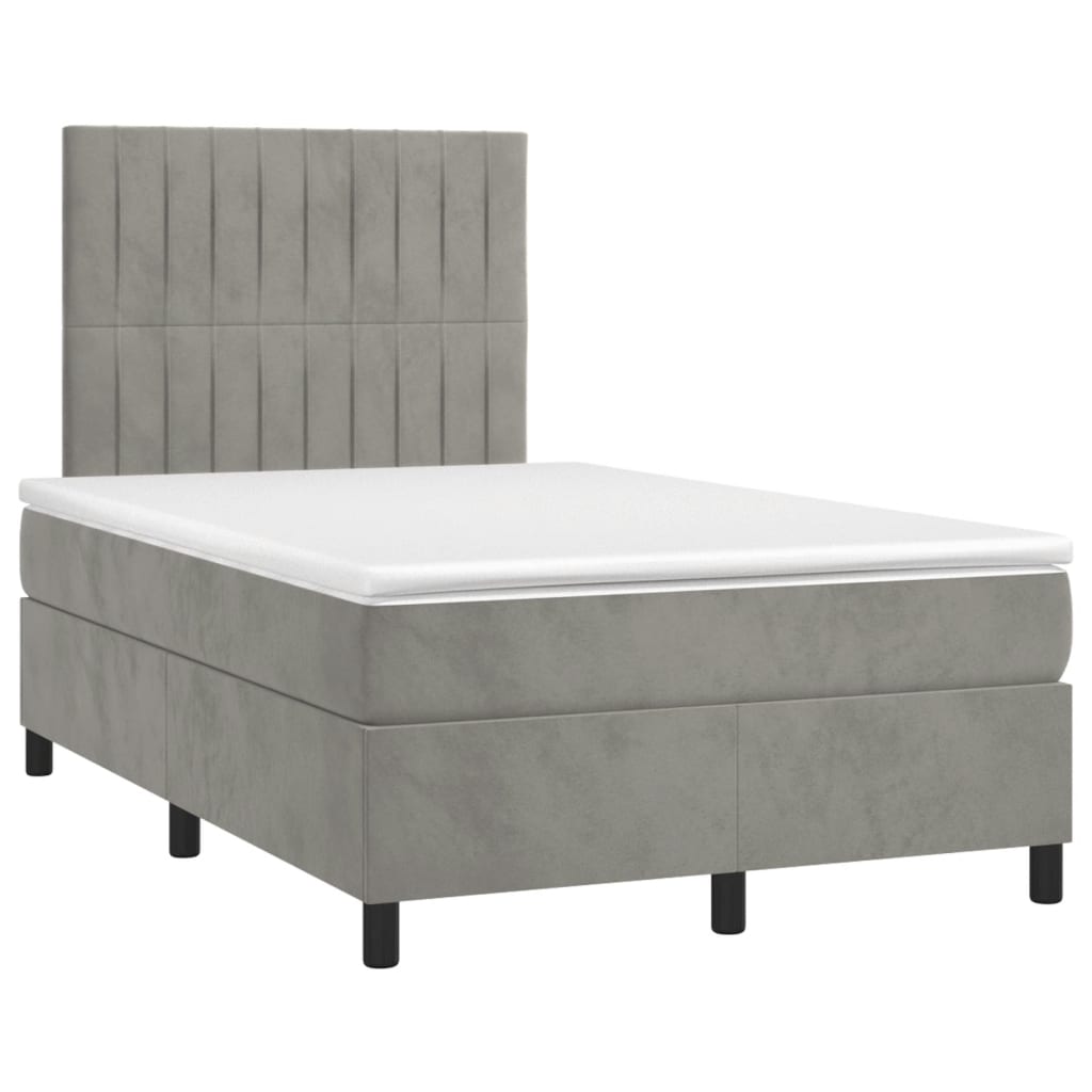 Giroletto a Molle con Materasso Grigio Chiaro 120x190cm Velluto