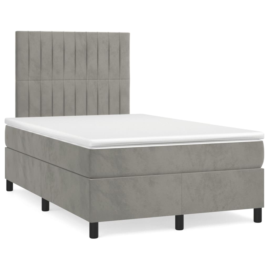 Giroletto a Molle con Materasso Grigio Chiaro 120x190cm Velluto