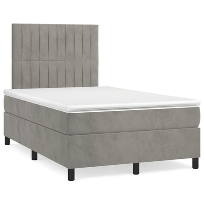 Giroletto a Molle con Materasso Grigio Chiaro 120x190cm Velluto