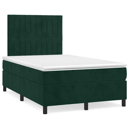Giroletto a Molle con Materasso Verde Scuro 120x190 cm Velluto