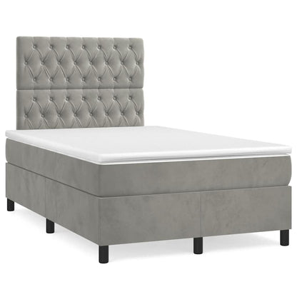 Giroletto a Molle con Materasso Grigio Chiaro 120x190cm Velluto
