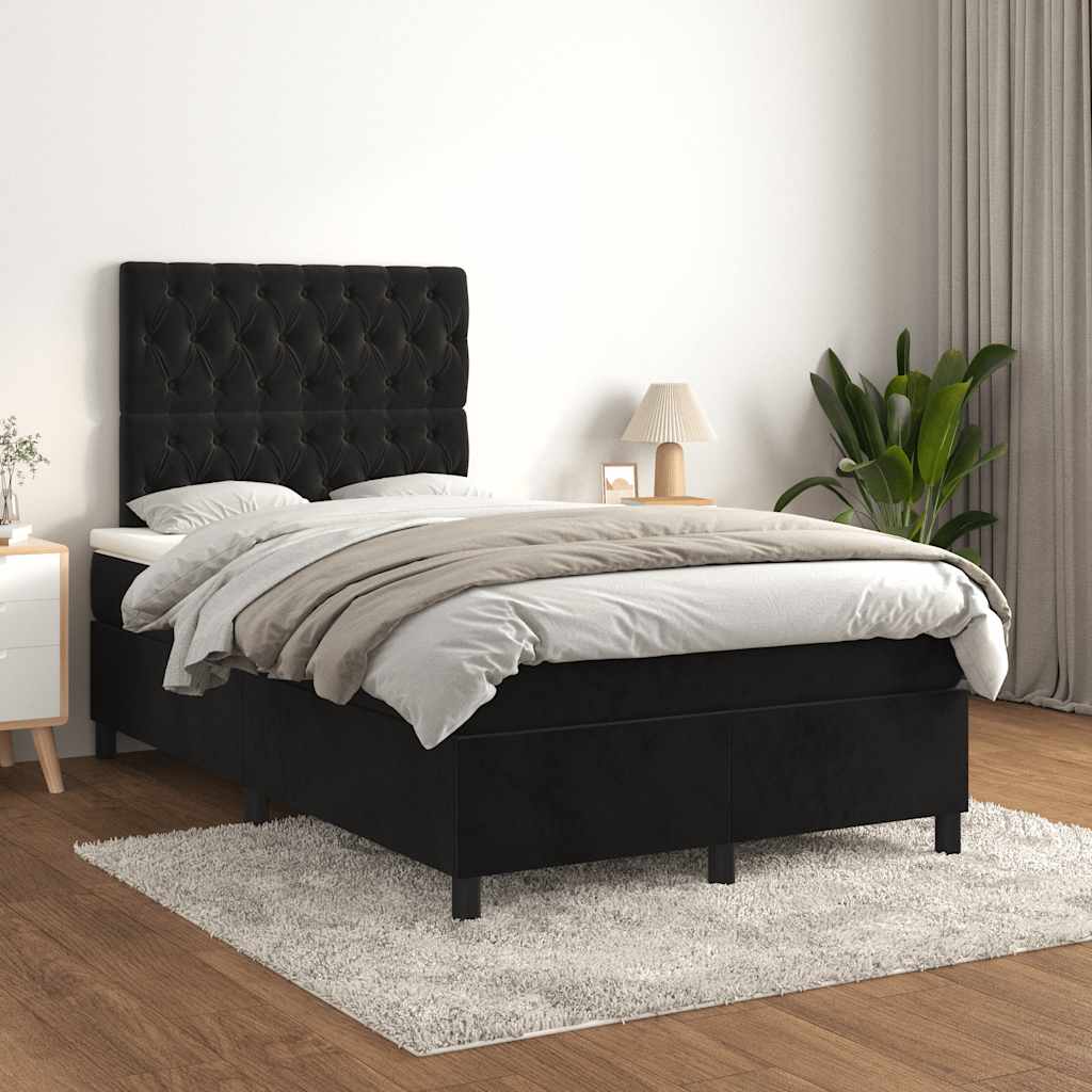 Giroletto a Molle con Materasso Nero 120x190 cm in Velluto