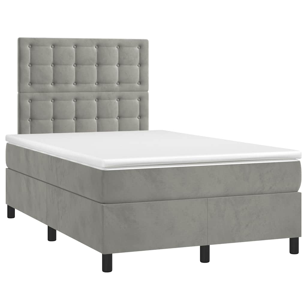 Giroletto a Molle con Materasso Grigio Chiaro 120x190cm Velluto