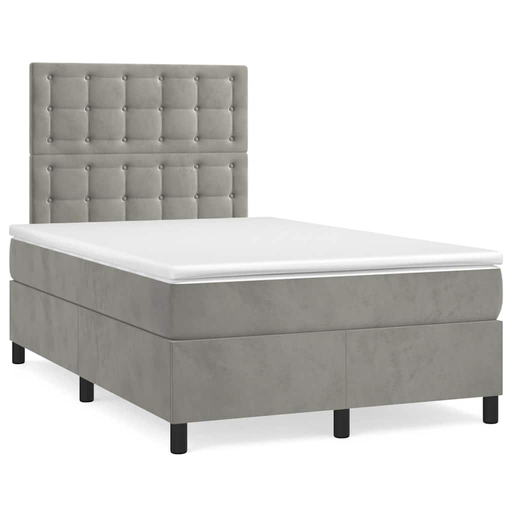 Giroletto a Molle con Materasso Grigio Chiaro 120x190cm Velluto