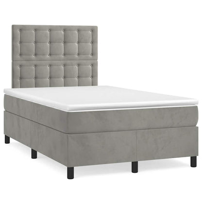 Giroletto a Molle con Materasso Grigio Chiaro 120x190cm Velluto