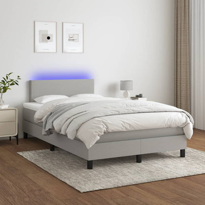 Letto a Molle Materasso e LED Grigio Chiaro 120x190 cm Tessuto