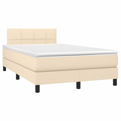 Letto a Molle con Materasso e LED Crema 120x190 cm in Tessuto
