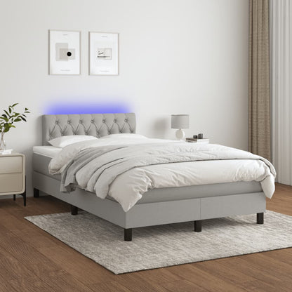 Letto a Molle Materasso e LED Grigio Chiaro 120x190 cm Tessuto