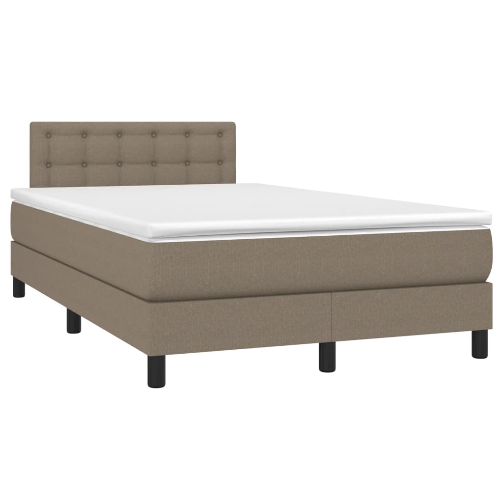 Letto a Molle con Materasso e LED Tortora 120x190 cm in Tessuto