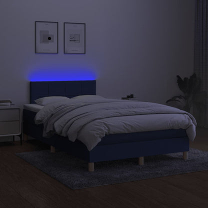 Letto a Molle con Materasso e LED Blu 120x190 cm in Tessuto