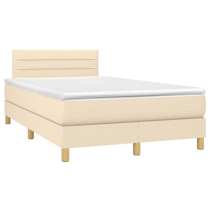 Letto a Molle con Materasso e LED Crema 120x190 cm in Tessuto