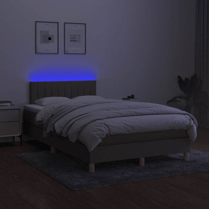 Letto a Molle con Materasso e LED Tortora 120x190 cm in Tessuto