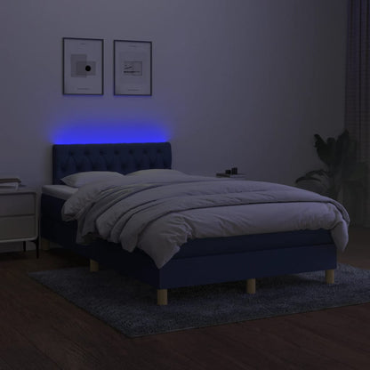 Letto a Molle con Materasso e LED Blu 120x190 cm in Tessuto