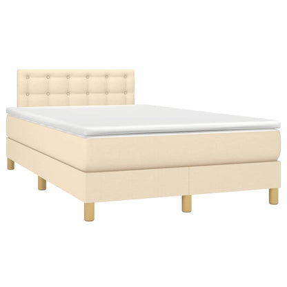 Letto a Molle con Materasso e LED Crema 120x190 cm in Tessuto