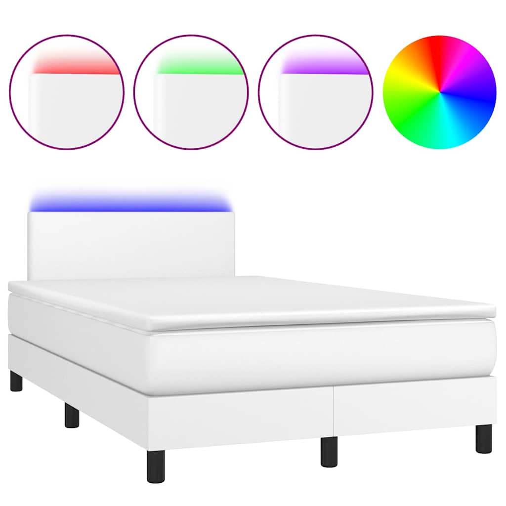 Giroletto Molle con Materasso e LED Bianco 120x190cm Similpelle