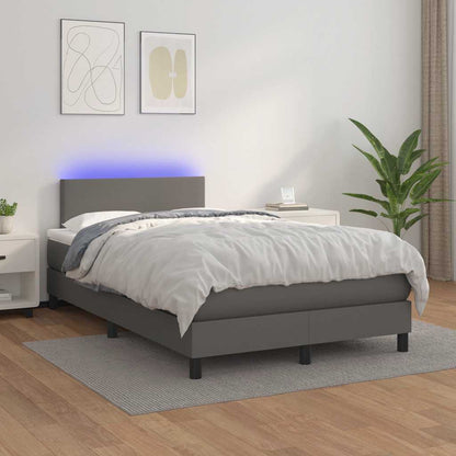 Giroletto Molle con Materasso e LED Grigio 120x190cm Similpelle