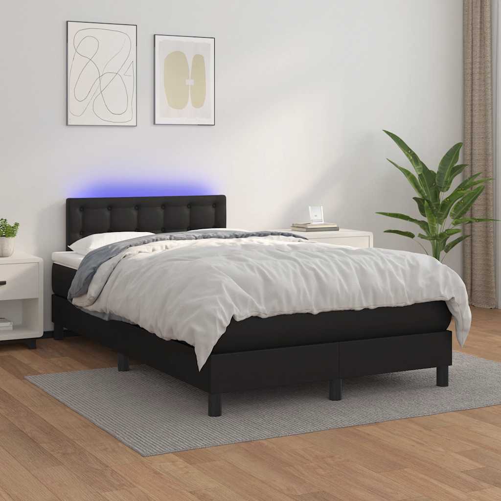 Letto a Molle con Materasso e LED Nero 120x190 cm in Similpelle