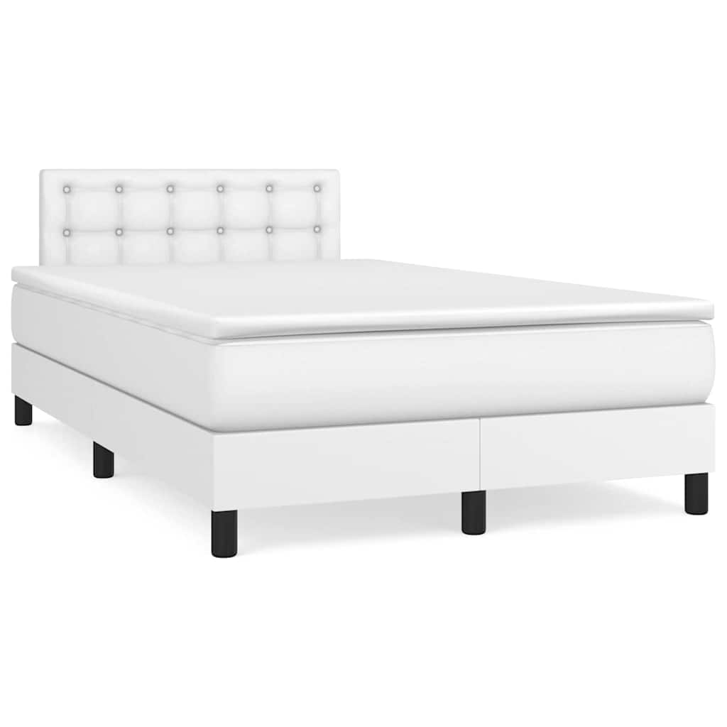 Giroletto Molle con Materasso e LED Bianco 120x190cm Similpelle