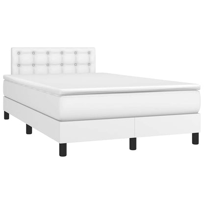 Giroletto Molle con Materasso e LED Bianco 120x190cm Similpelle