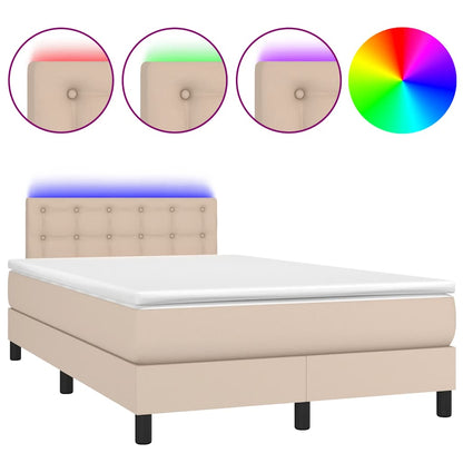 Giroletto Molle Materasso e LED Cappuccino 120x190cm Similpelle