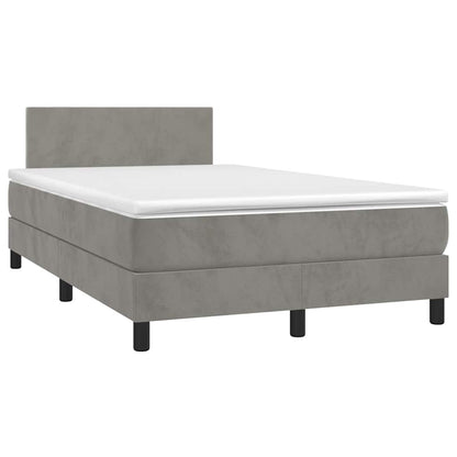 Letto a Molle con Materasso e LED Grigio Chiaro 120x190 cm Velluto