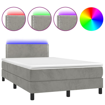 Letto a Molle con Materasso e LED Grigio Chiaro 120x190 cm Velluto
