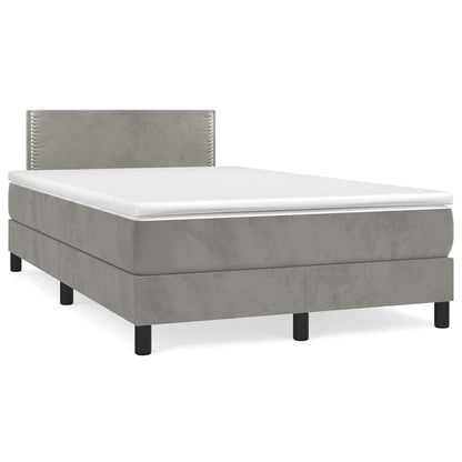 Letto a Molle con Materasso e LED Grigio Chiaro 120x190 cm Velluto
