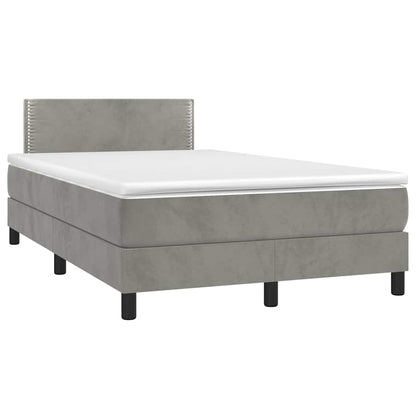 Letto a Molle con Materasso e LED Grigio Chiaro 120x190 cm Velluto
