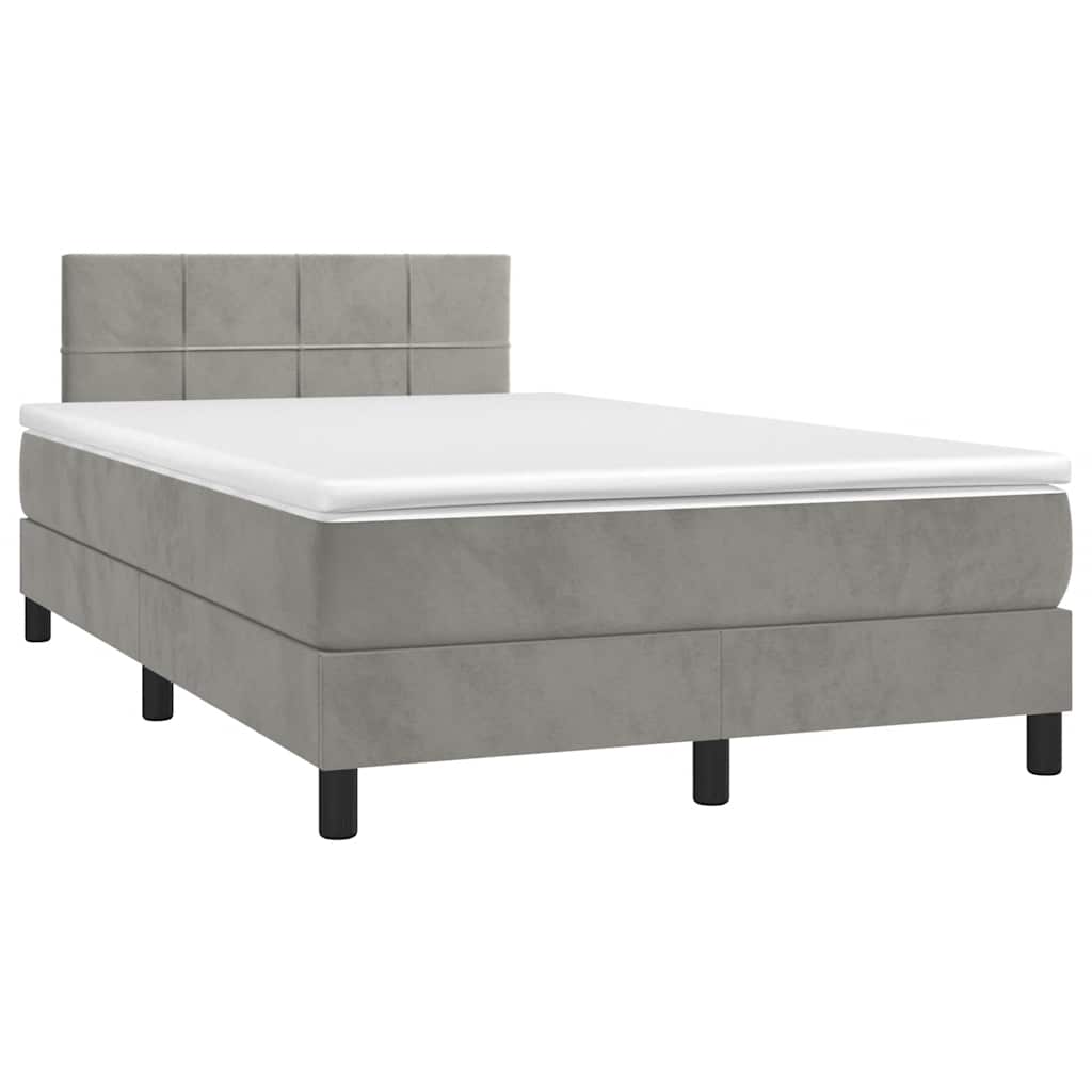 Letto a Molle con Materasso e LED Grigio Chiaro 120x190 cm Velluto