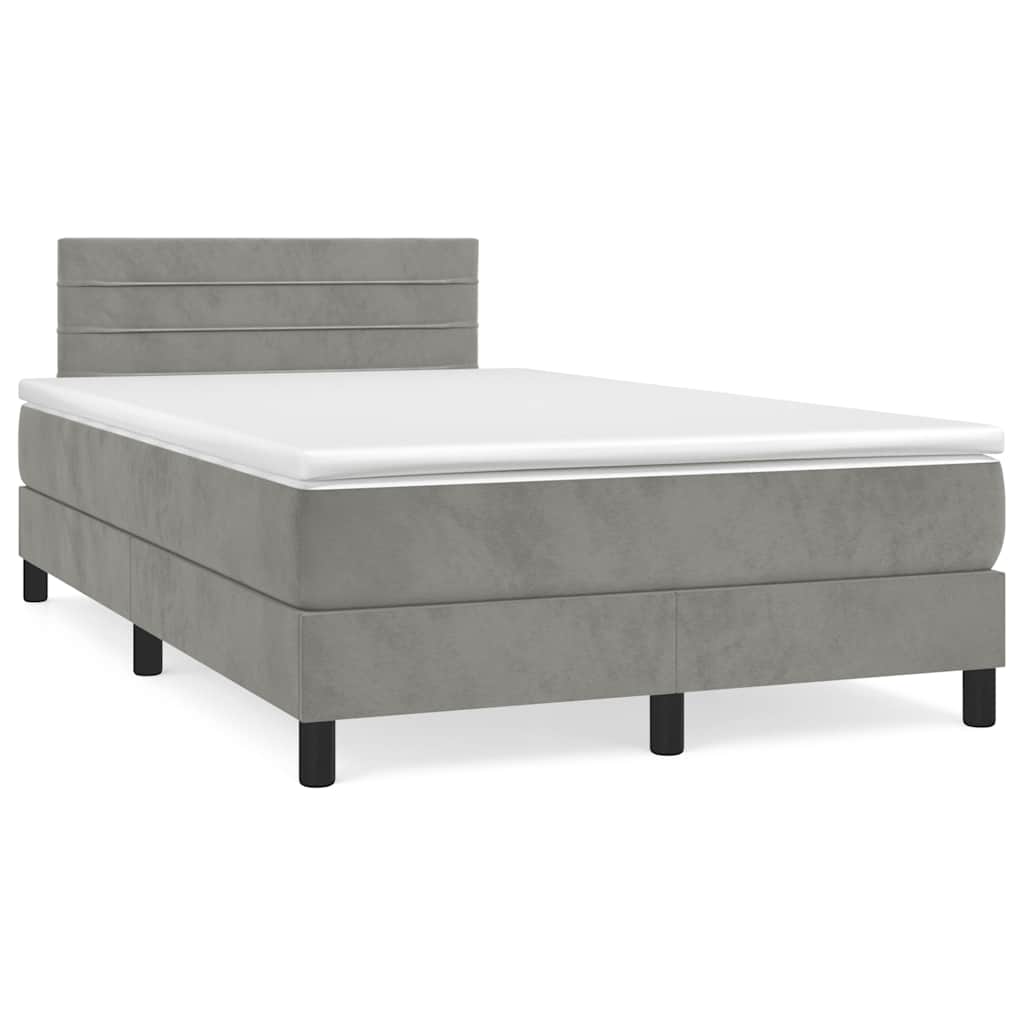 Letto a Molle con Materasso e LED Grigio Chiaro 120x190 cm Velluto