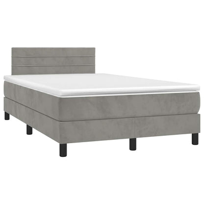 Letto a Molle con Materasso e LED Grigio Chiaro 120x190 cm Velluto