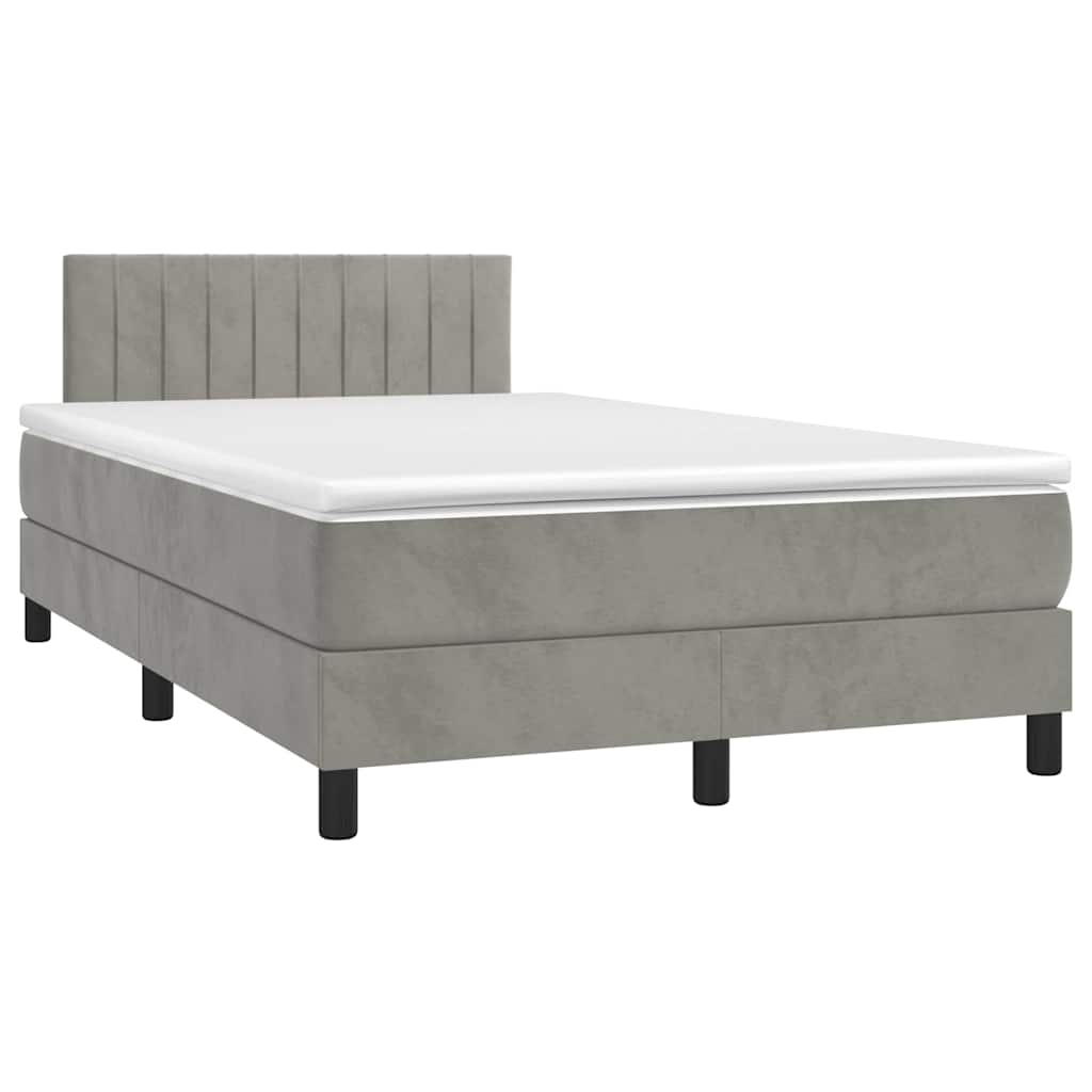 Letto a Molle con Materasso e LED Grigio Chiaro 120x190 cm Velluto