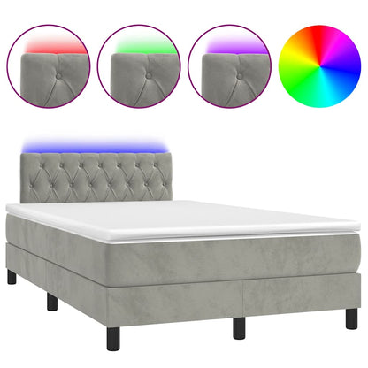 Letto a Molle con Materasso e LED Grigio Chiaro 120x190 cm Velluto