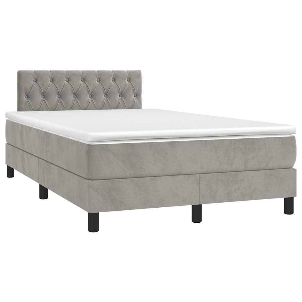 Letto a Molle con Materasso e LED Grigio Chiaro 120x190 cm Velluto