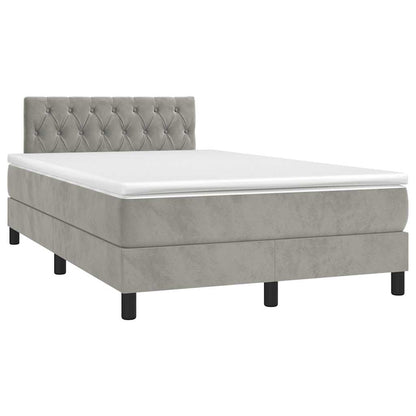 Letto a Molle con Materasso e LED Grigio Chiaro 120x190 cm Velluto