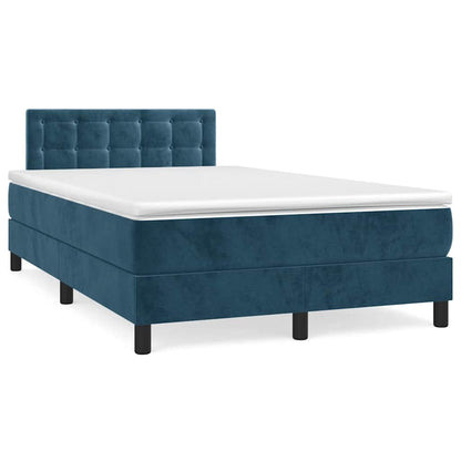 Letto a Molle con Materasso e LED Blu Scuro 120x190 cm in Velluto