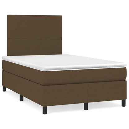 Letto a Molle Materasso e LED MarroneScuro 120x190cm in Tessuto