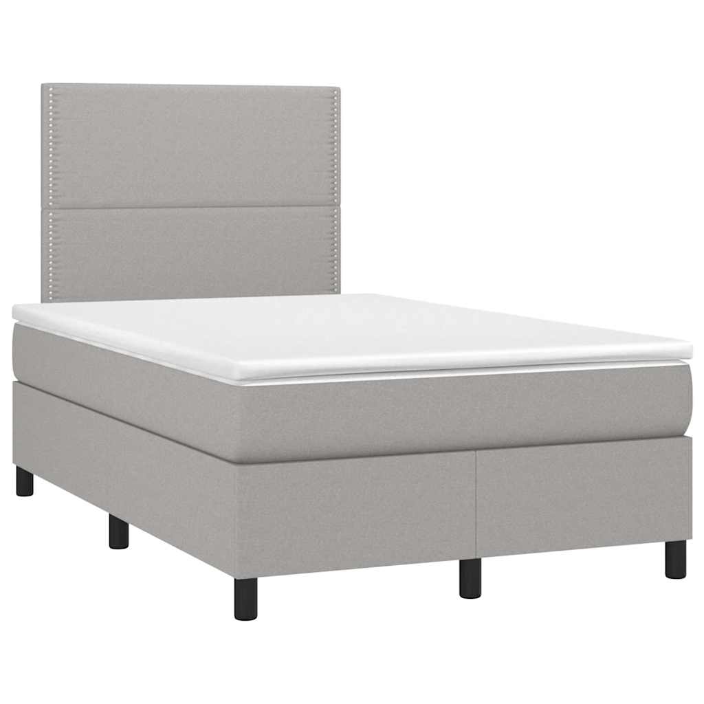 Letto a Molle Materasso e LED Grigio Chiaro 120x190 cm Tessuto