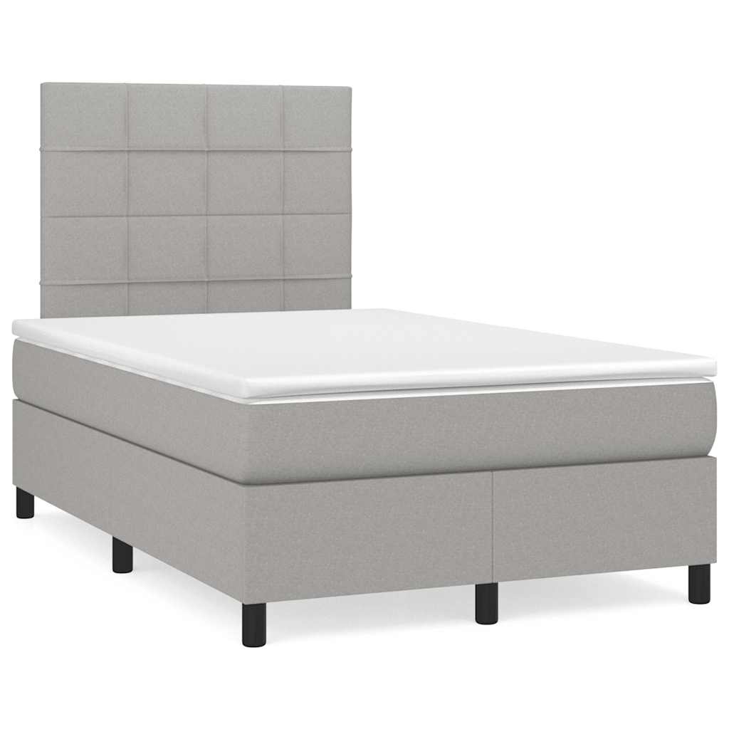 Letto a Molle Materasso e LED Grigio Chiaro 120x190 cm Tessuto