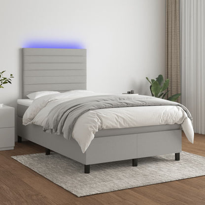 Letto a Molle Materasso e LED Grigio Chiaro 120x190 cm Tessuto