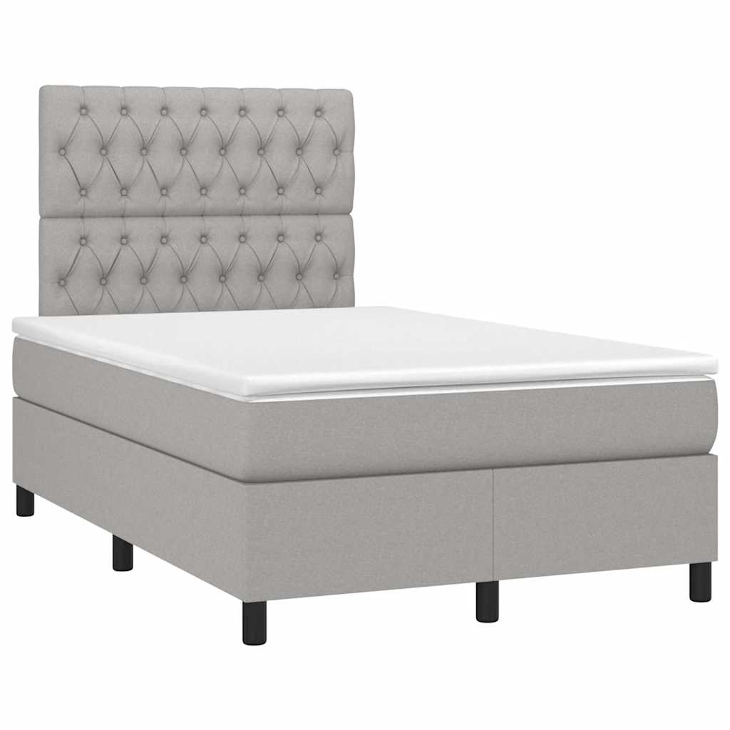 Letto a Molle Materasso e LED Grigio Chiaro 120x190 cm Tessuto